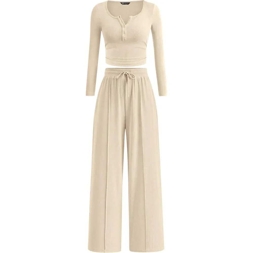 Women's 2 Piece Lounge Set Polyester Blend Fall Casual Matching Outfit
